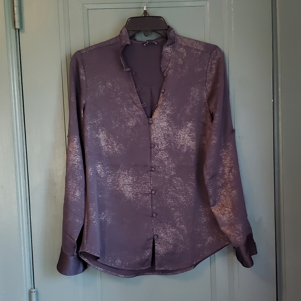 Express Metallic Smokey Black Portofino Blouse